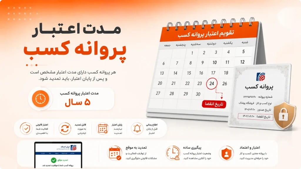 تمدید پروانه کسب آنلاین؛ آموزش مرحله به مرحله سامانه اصناف 1 مدت اعتبار پروانه کسب